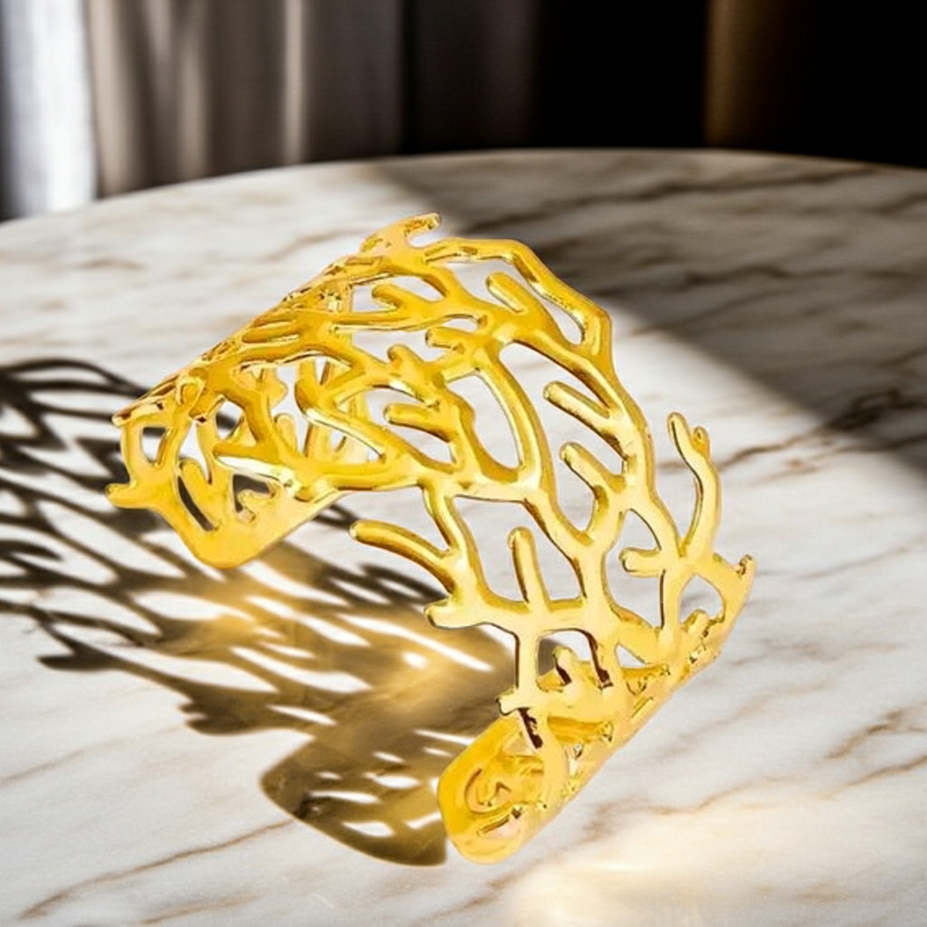 "Anti Tarnish" Gold Plated Chunky Cuff Bracelet for Girls/Women
