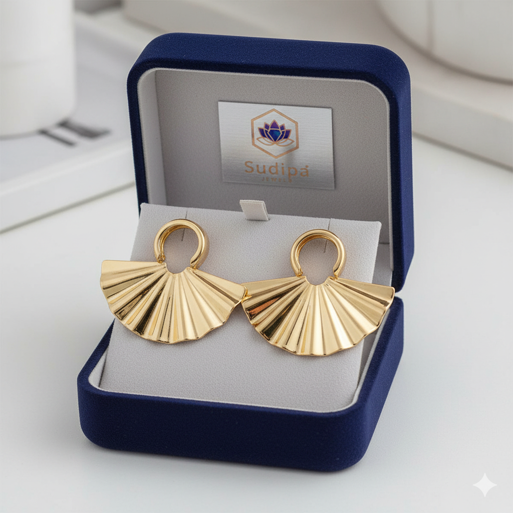 Latest korean style Gold Plated Anti Tanish Big Earrings for Women and Girls