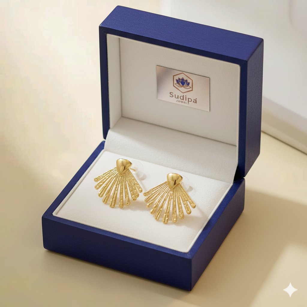 Trendy Korean Style Gold Plated Stud Earrings for Women and Girls