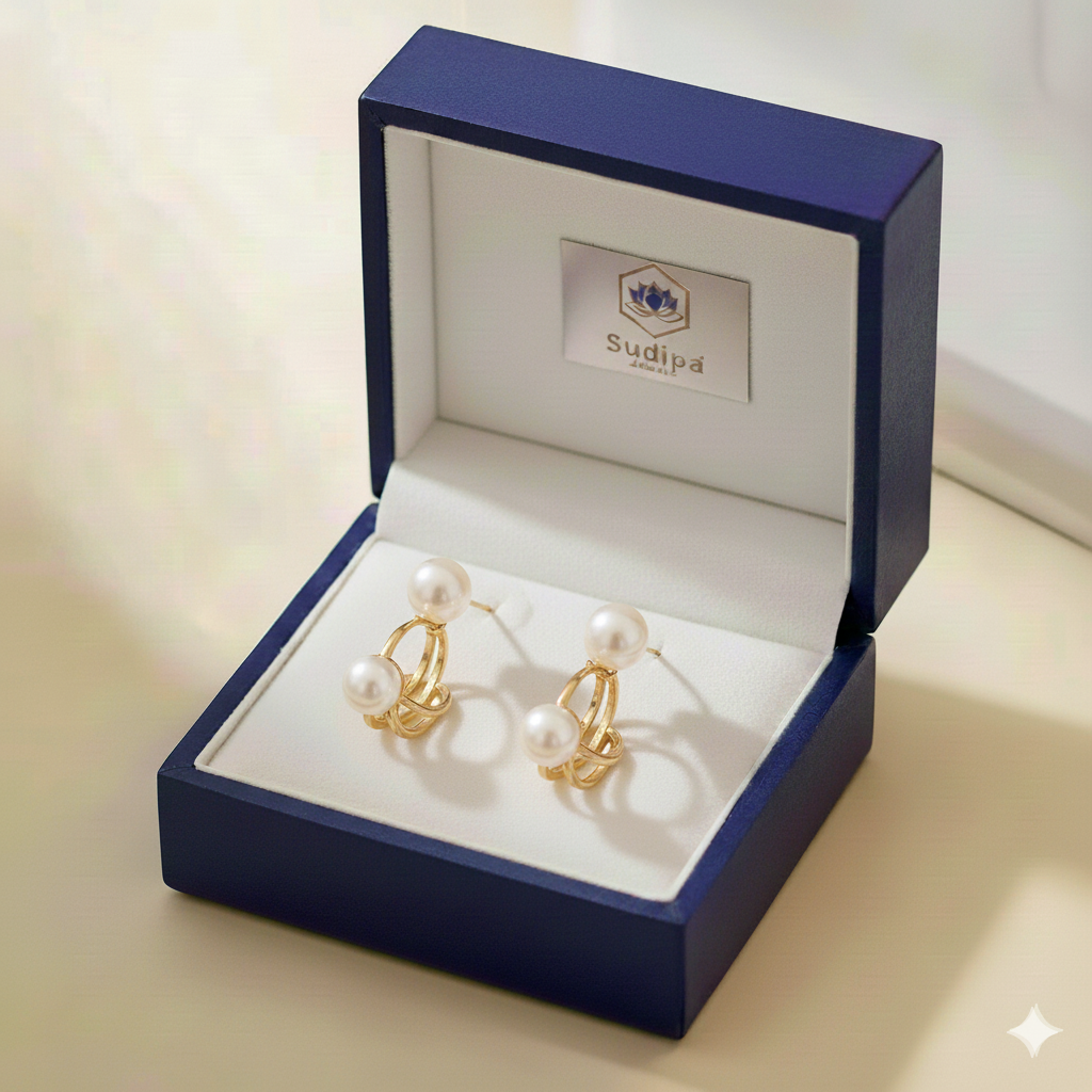 Viey Dual Pearl Claw Ear Hook Clip Earrings for Girls and Women