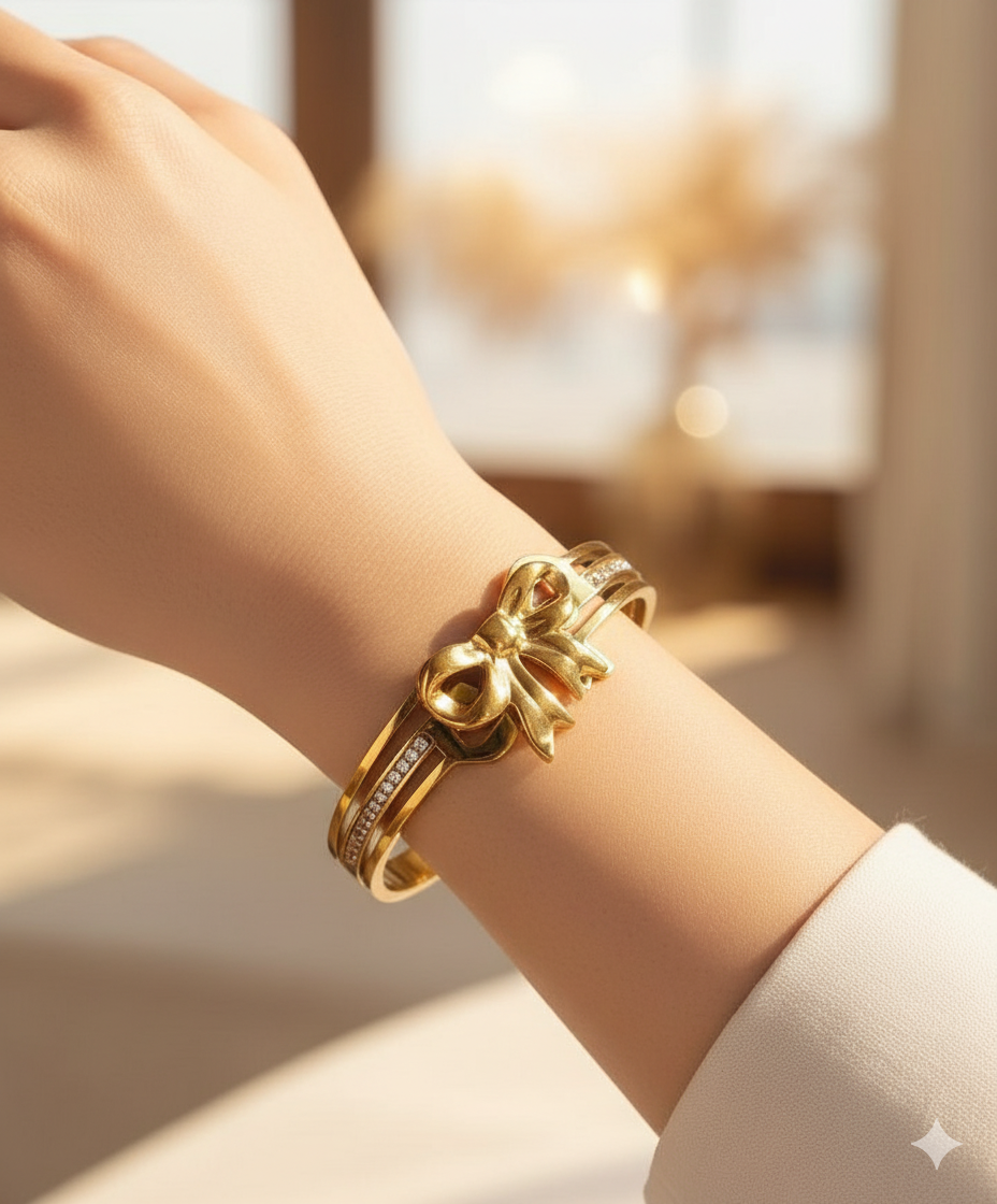 Stone Open Bow Bracelet For Girls & Women