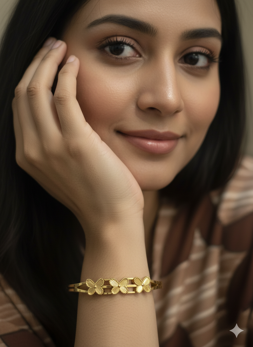 18k Gold Plated Butterfly Cuff Bracelet