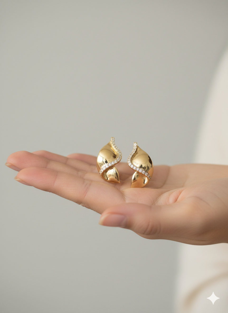 Stone Leaf-Shaped Earrings