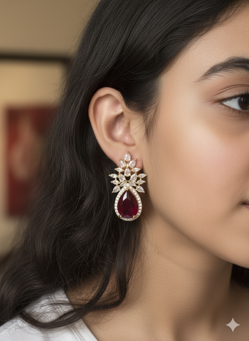 Teardrop-Shaped Drop Earrings