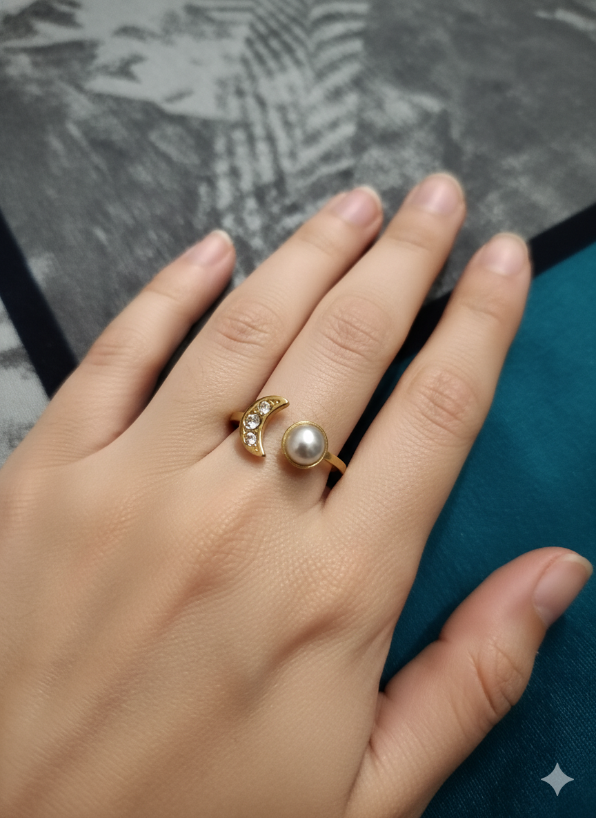 Gold Plated Open ring with cubic zirconia stone