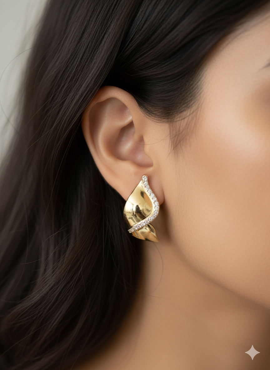 Stone Leaf-Shaped Earrings