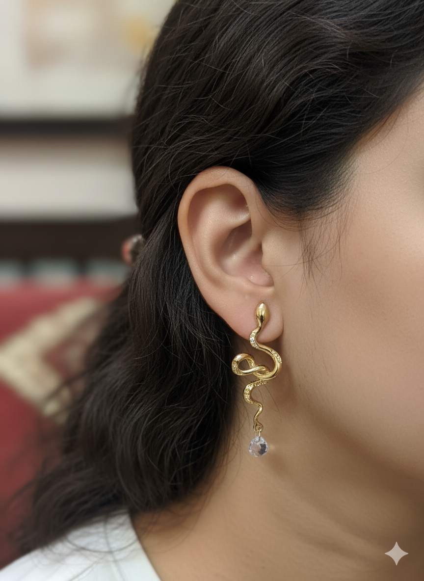 Sudipa Jewels Gold Snake Drop Earrings