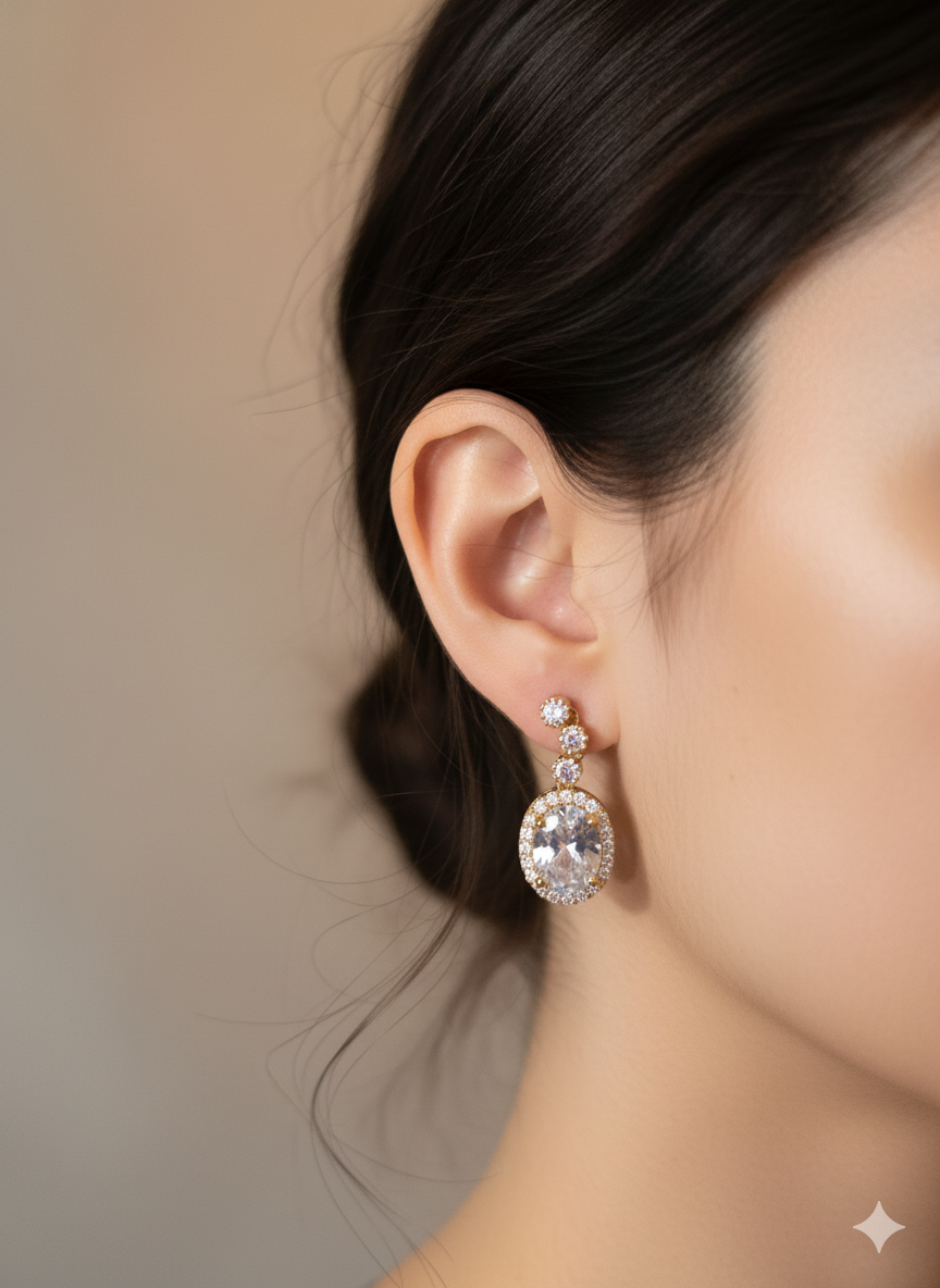 ﻿Cubic Zirconia Drop Earrings