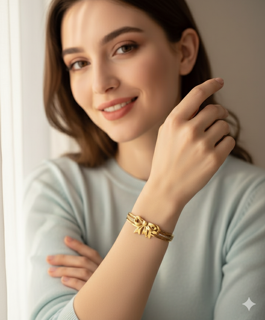 Stone Open Bow Bracelet For Girls & Women