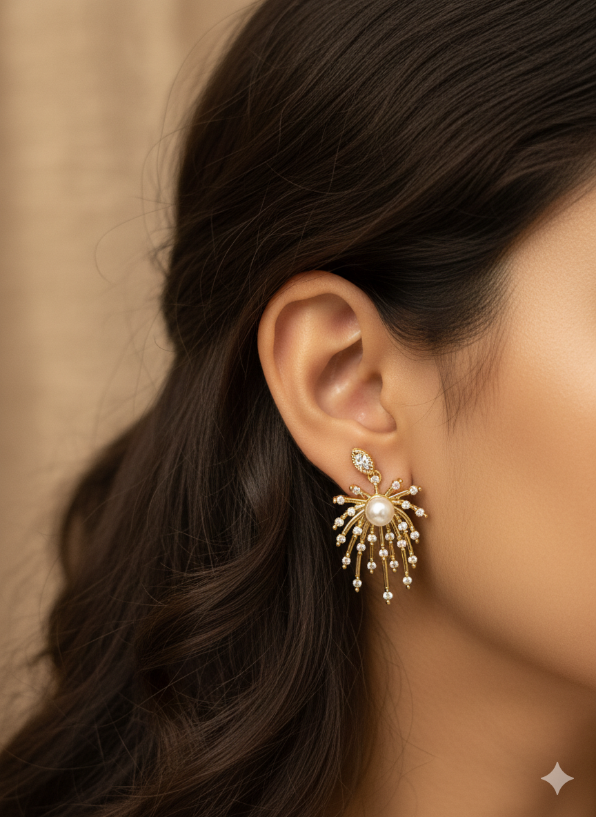 Rhinestone Pearl Design Drop Dangle Earrings