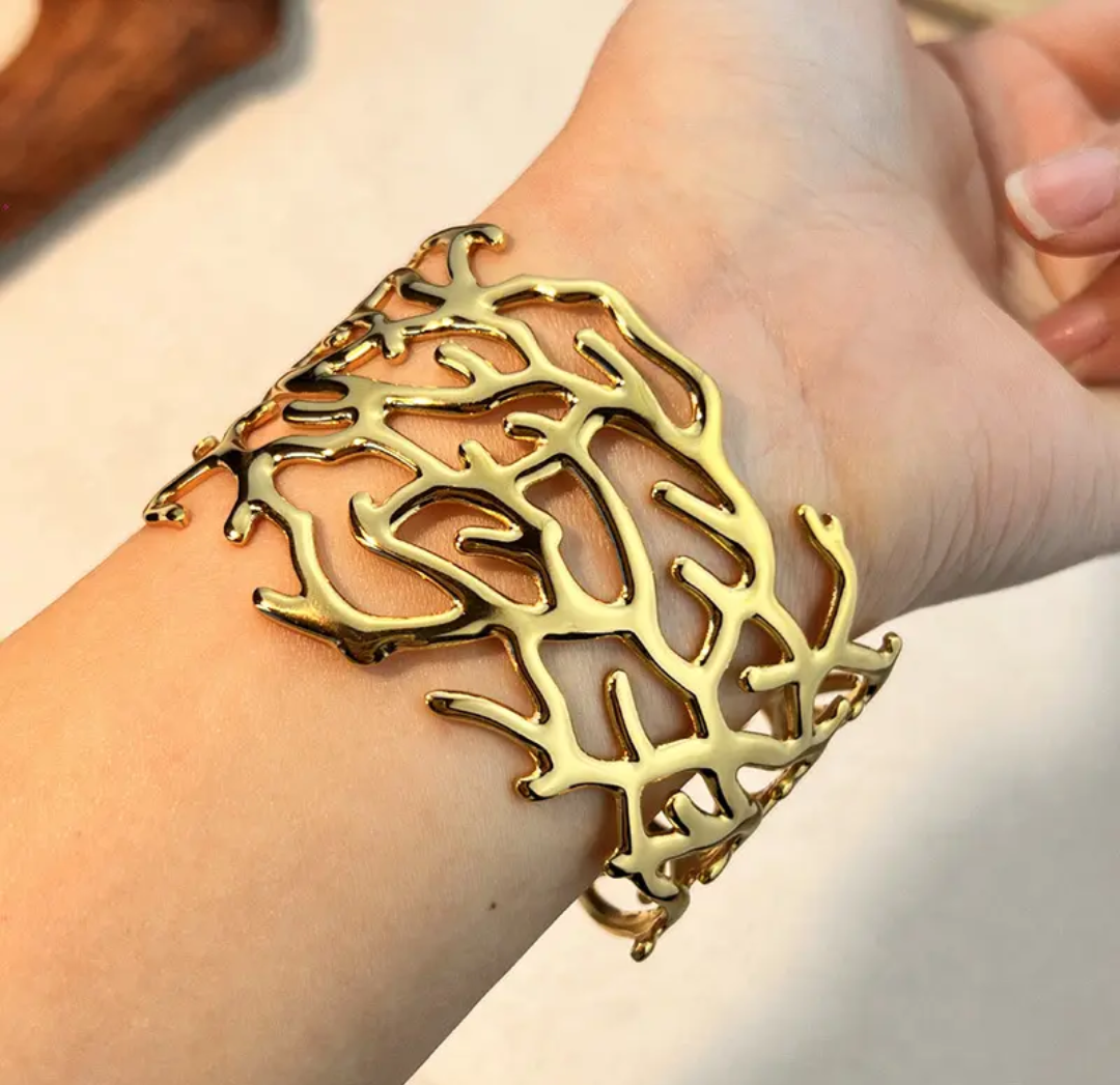 "Anti Tarnish" Gold Plated Chunky Cuff Bracelet for Girls/Women