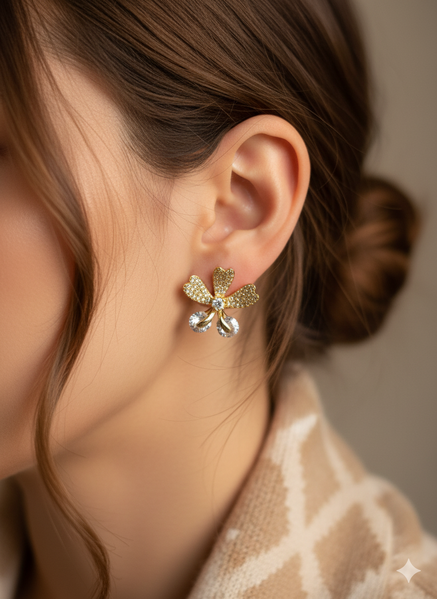 Korean Studded Rotating Windmill Stud Earrings