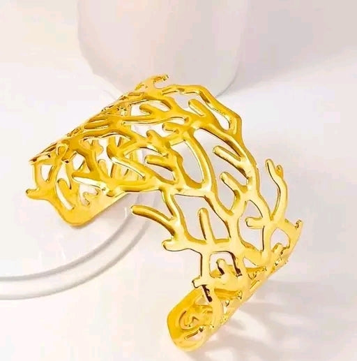 "Anti Tarnish" Gold Plated Chunky Cuff Bracelet for Girls/Women