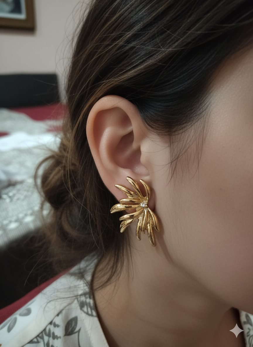 Elegant Gold Color Wing Drop Earrings For Girls/Women