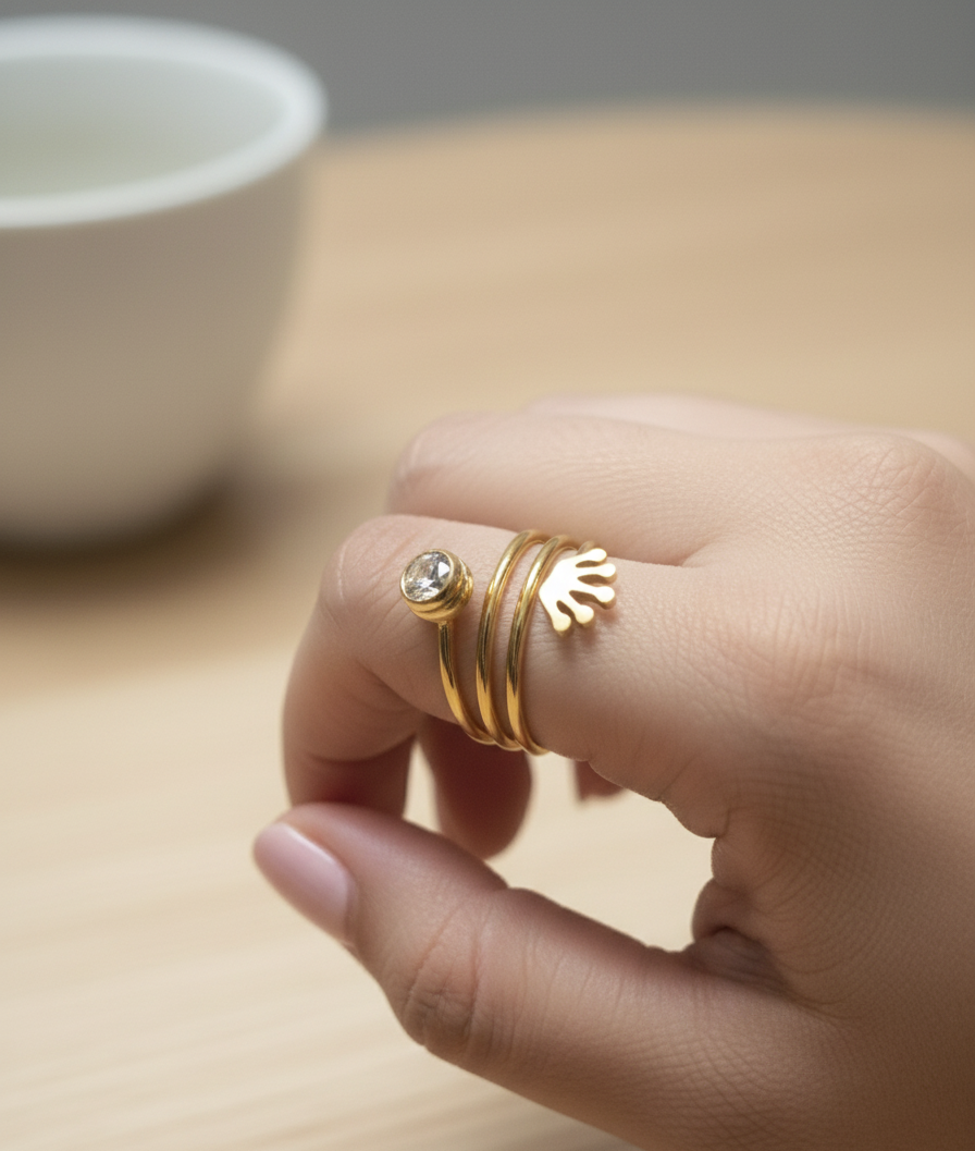 Sudipa jewels Gold Plated Anti-Tarnish Ring For Girls & Women