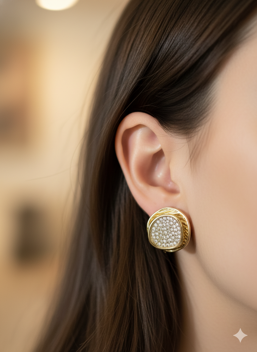 Gold & Diamond Stud Earrings