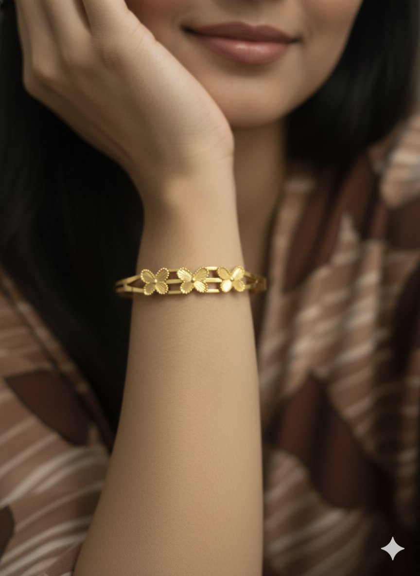 18k Gold Plated Butterfly Cuff Bracelet