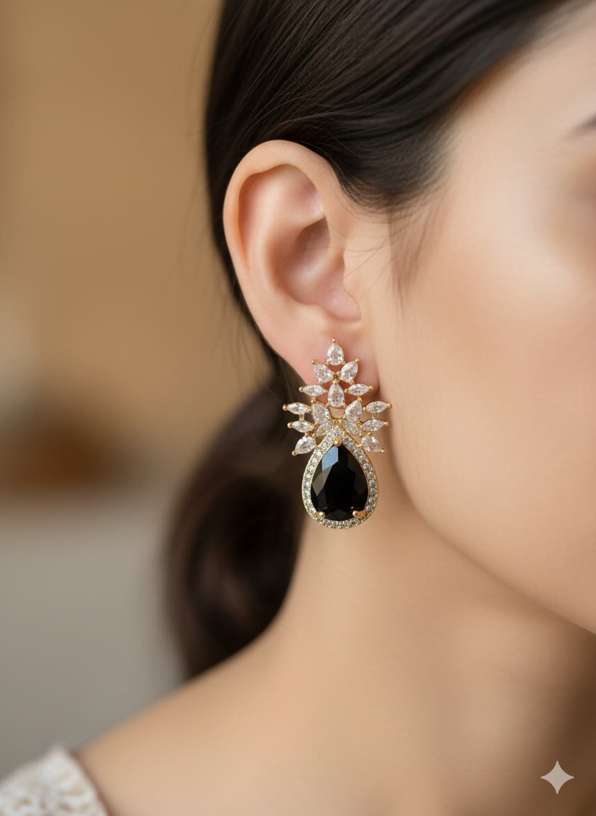 Teardrop-Shaped Drop Earrings
