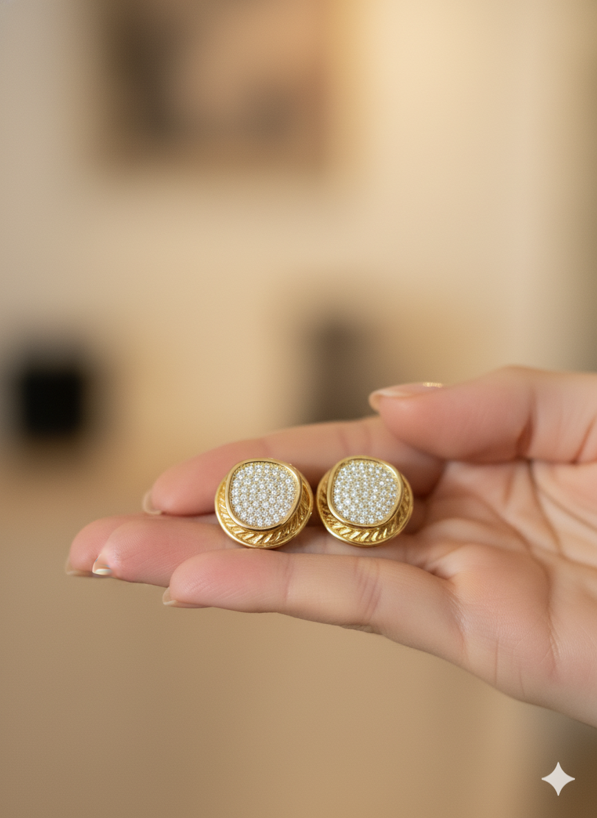 Gold & Diamond Stud Earrings