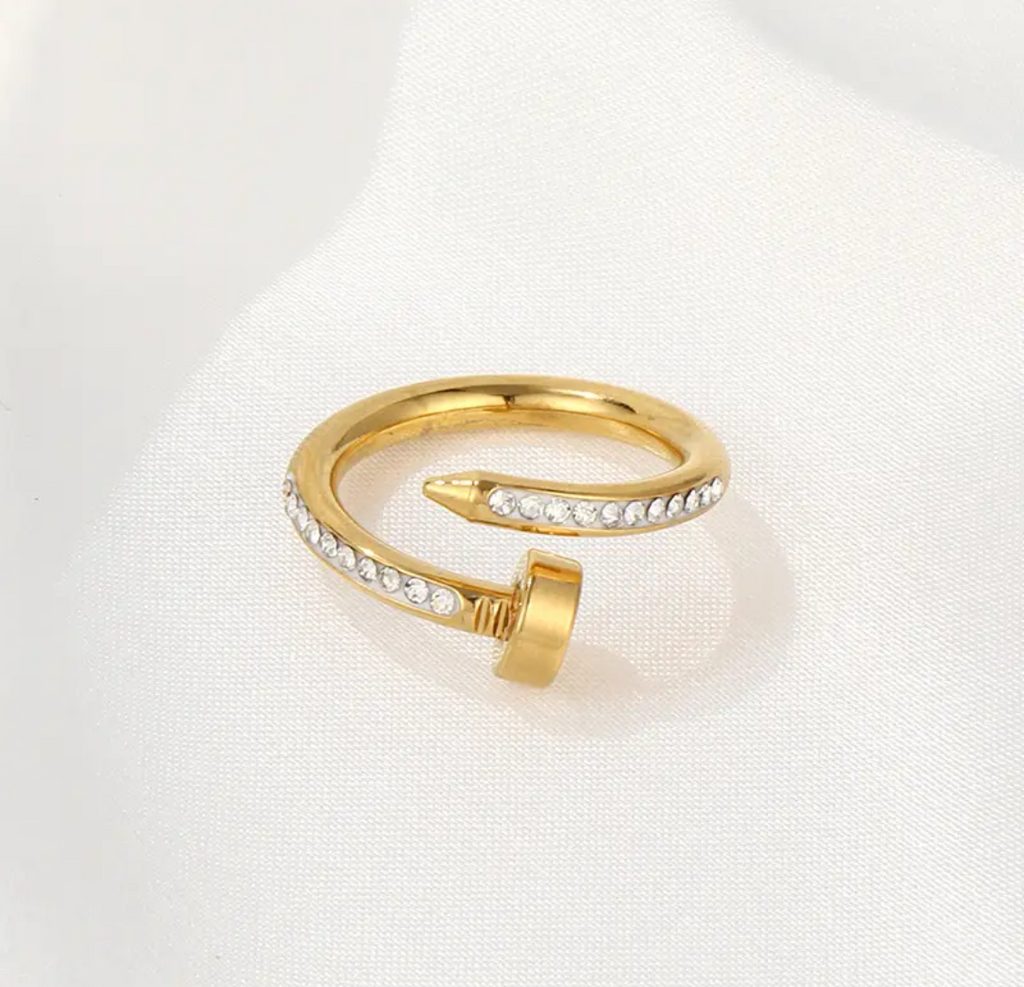 Gold Plated Anti Tarnish Crystal Studded Ring For Girls & Women