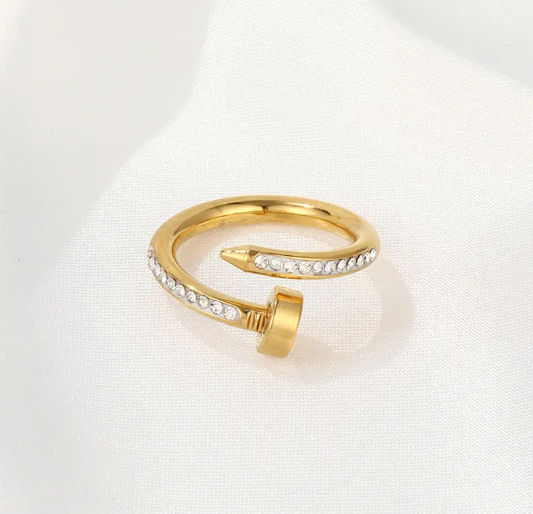 Gold Plated Anti Tarnish Crystal Studded Ring For Girls & Women