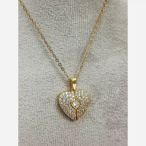 Crystal Alloy Heart-Shaped Pendant on a Chain