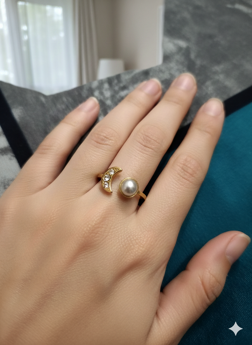 Gold Plated Open ring with cubic zirconia stone