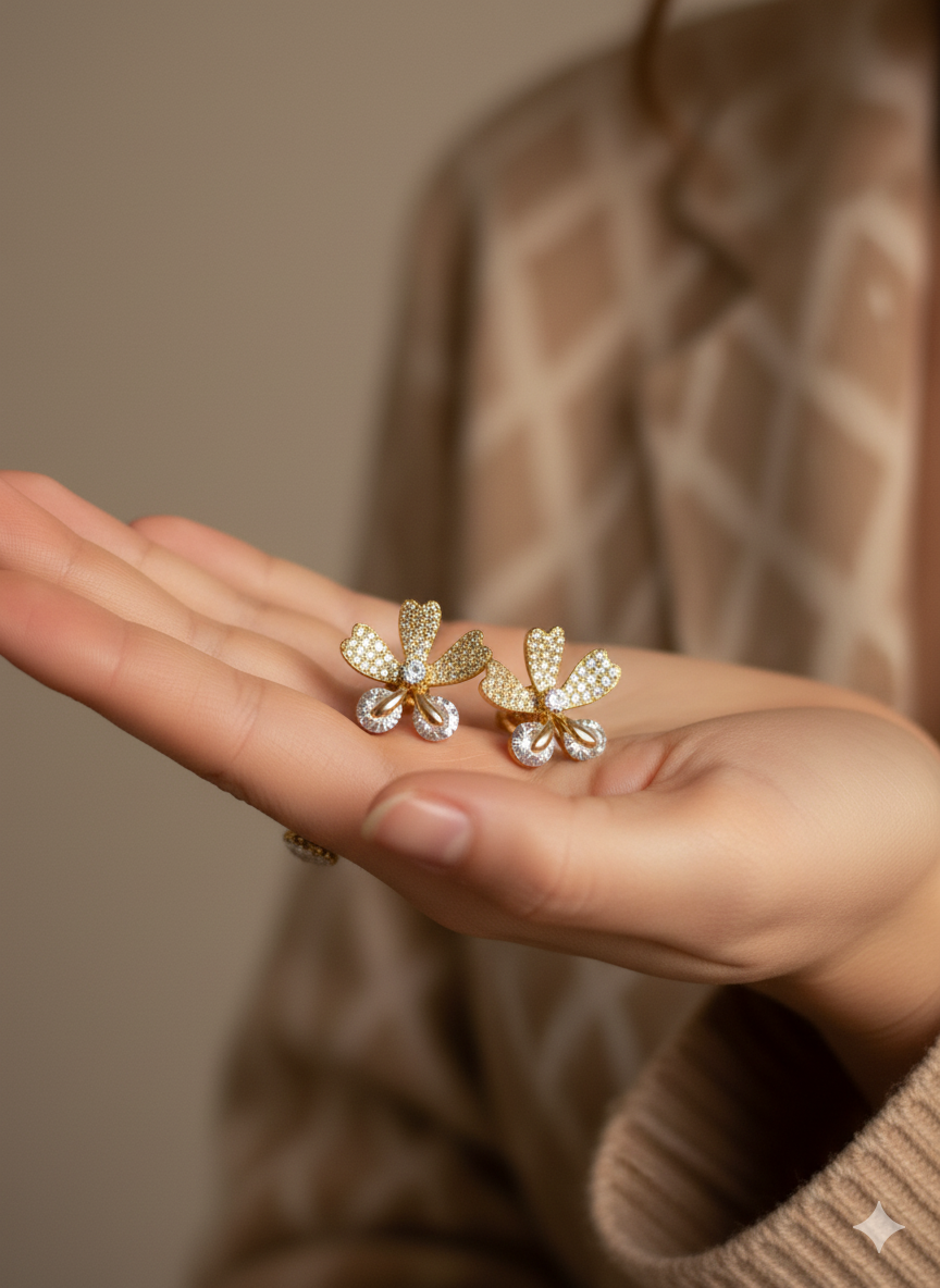 Korean Studded Rotating Windmill Stud Earrings