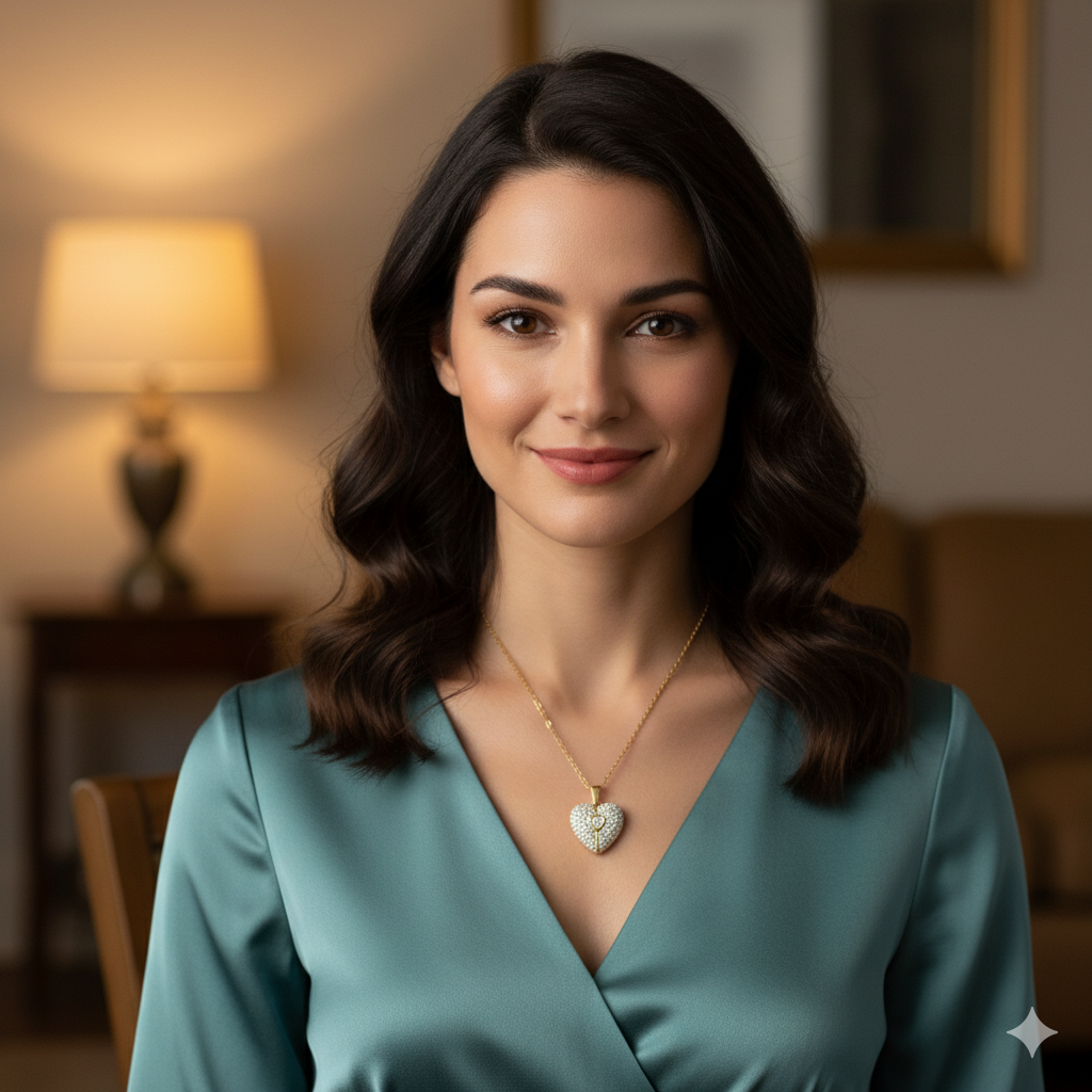 Crystal Alloy Heart-Shaped Pendant on a Chain