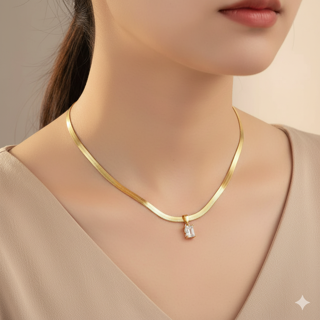 Sudipa Jewels Gold Plated Anti Tarnish Crystal Pendant with Chain