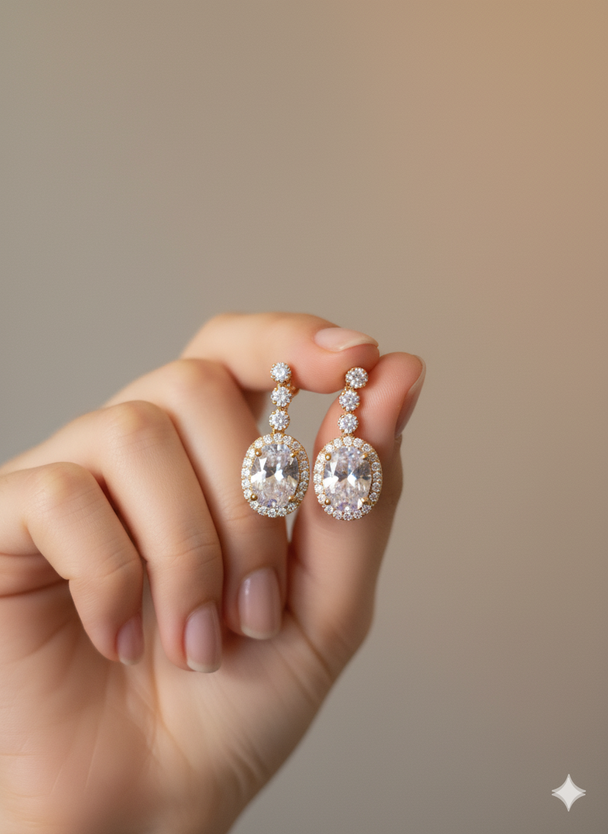 ﻿Cubic Zirconia Drop Earrings