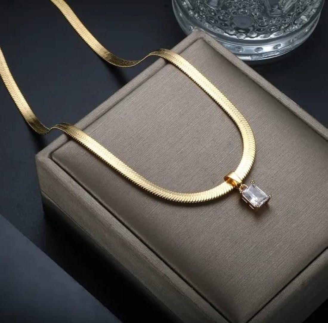 Sudipa Jewels Gold Plated Anti Tarnish Crystal Pendant with Chain